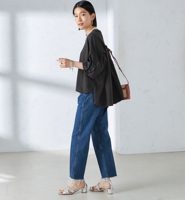 SHIPS for women「〈洗濯機可能〉バック フリル 半袖 Tシャツ」|Tシャツ・カットソー|