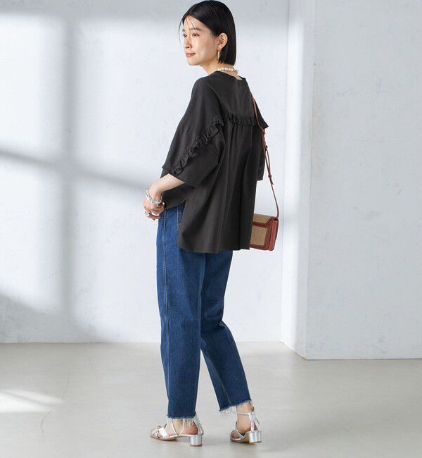 SHIPS for women「〈洗濯機可能〉バック フリル 半袖 Tシャツ」|Tシャツ・カットソー|