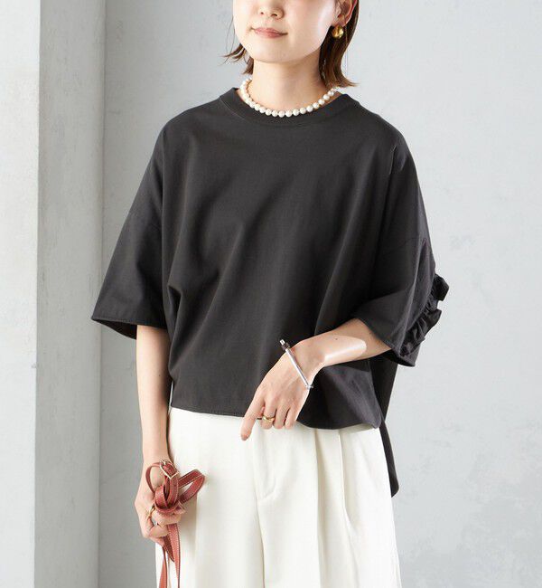 SHIPS for women「〈洗濯機可能〉バック フリル 半袖 Tシャツ」|Tシャツ・カットソー|