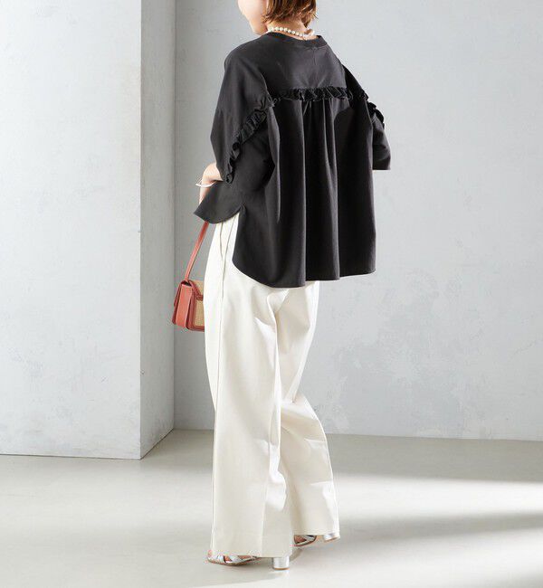 SHIPS for women「〈洗濯機可能〉バック フリル 半袖 Tシャツ」|Tシャツ・カットソー|