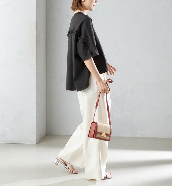 SHIPS for women「〈洗濯機可能〉バック フリル 半袖 Tシャツ」|Tシャツ・カットソー|