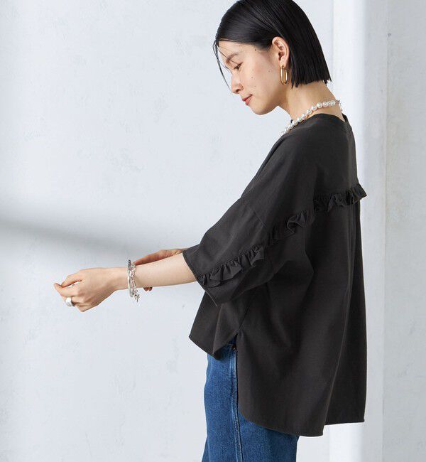 SHIPS for women「〈洗濯機可能〉バック フリル 半袖 Tシャツ」|Tシャツ・カットソー|