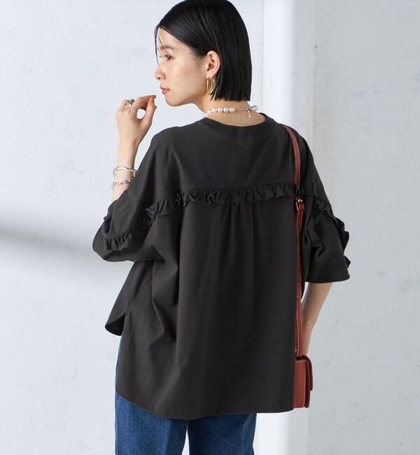 SHIPS for women「〈洗濯機可能〉バック フリル 半袖 Tシャツ」|Tシャツ・カットソー|