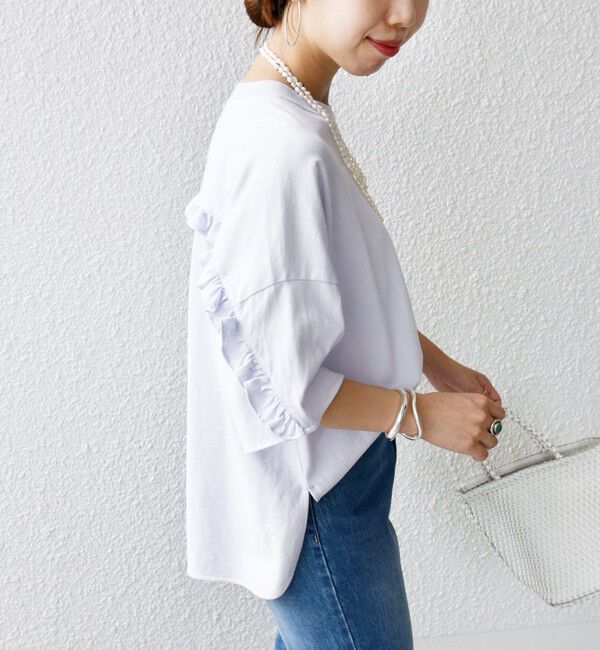 SHIPS for women「〈洗濯機可能〉バック フリル 半袖 Tシャツ」|Tシャツ・カットソー|ラベンダー