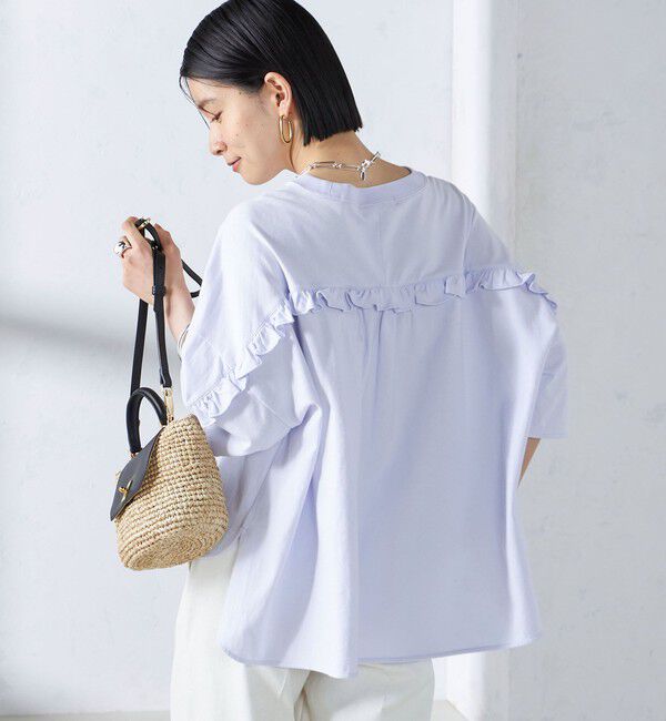 SHIPS for women「〈洗濯機可能〉バック フリル 半袖 Tシャツ」|Tシャツ・カットソー|