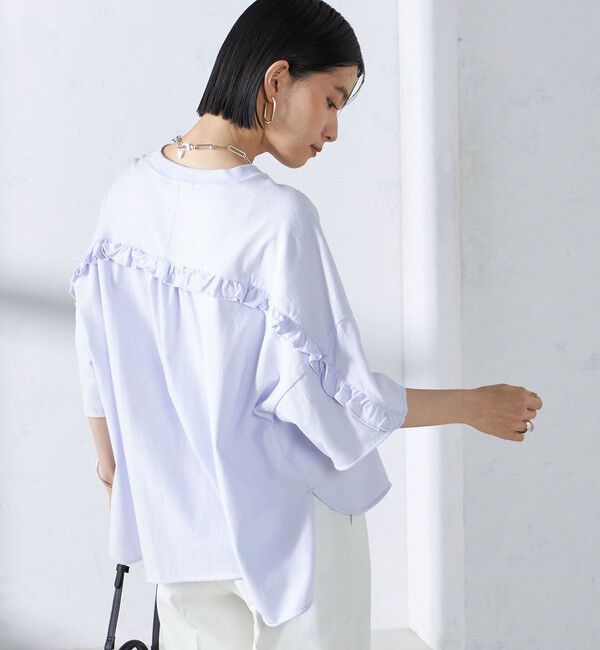 SHIPS for women「〈洗濯機可能〉バック フリル 半袖 Tシャツ」|Tシャツ・カットソー|