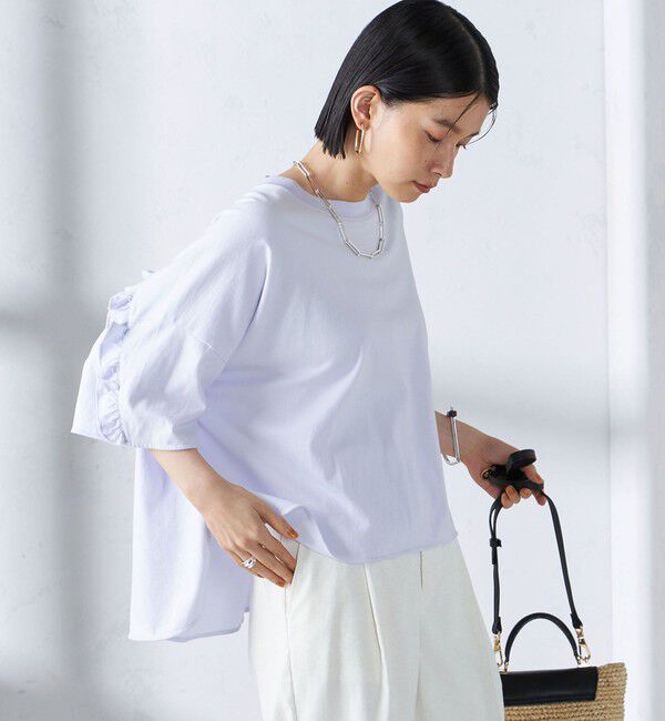 SHIPS for women「〈洗濯機可能〉バック フリル 半袖 Tシャツ」|Tシャツ・カットソー|
