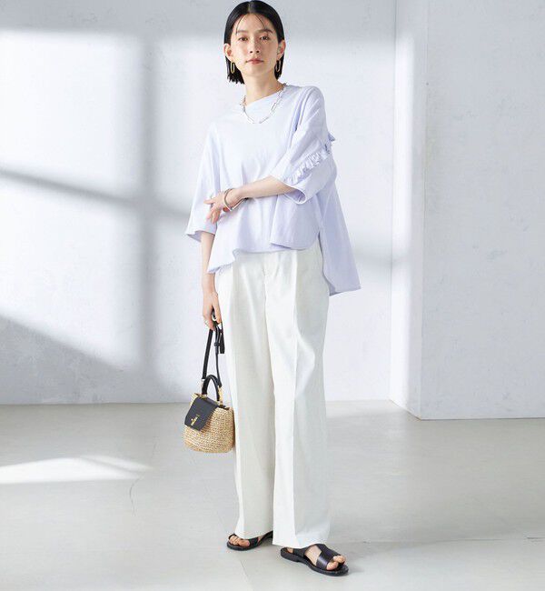 SHIPS for women「〈洗濯機可能〉バック フリル 半袖 Tシャツ」|Tシャツ・カットソー|