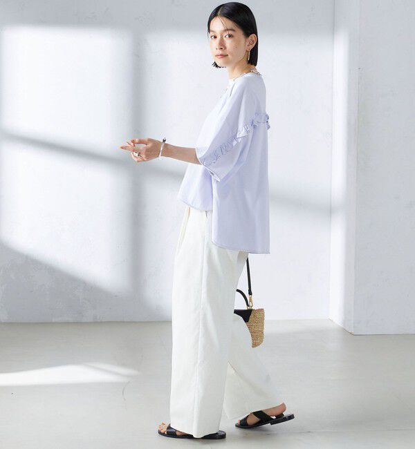 SHIPS for women「〈洗濯機可能〉バック フリル 半袖 Tシャツ」|Tシャツ・カットソー|