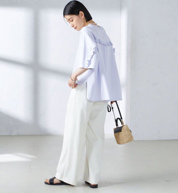SHIPS for women「〈洗濯機可能〉バック フリル 半袖 Tシャツ」|Tシャツ・カットソー|