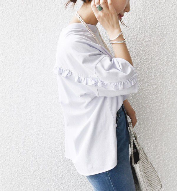 SHIPS for women「〈洗濯機可能〉バック フリル 半袖 Tシャツ」|Tシャツ・カットソー|