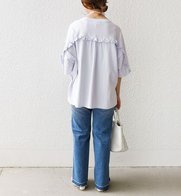 SHIPS for women「〈洗濯機可能〉バック フリル 半袖 Tシャツ」|Tシャツ・カットソー|