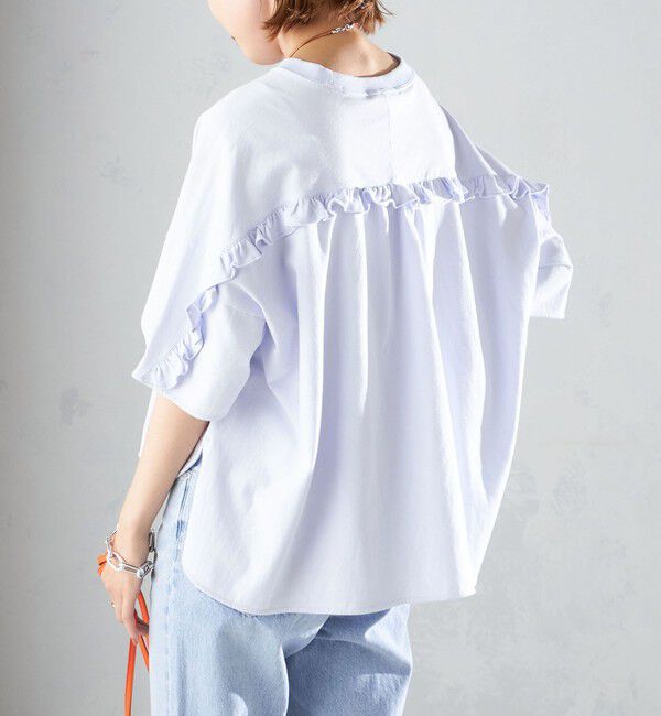 SHIPS for women「〈洗濯機可能〉バック フリル 半袖 Tシャツ」|Tシャツ・カットソー|
