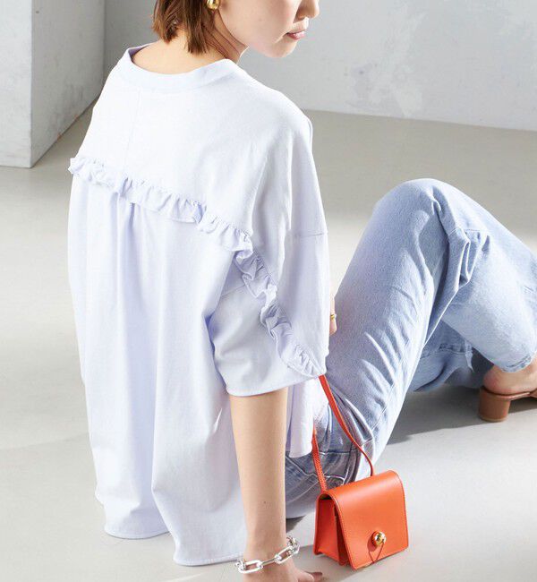 SHIPS for women「〈洗濯機可能〉バック フリル 半袖 Tシャツ」|Tシャツ・カットソー|