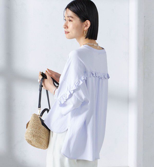 SHIPS for women「〈洗濯機可能〉バック フリル 半袖 Tシャツ」|Tシャツ・カットソー|