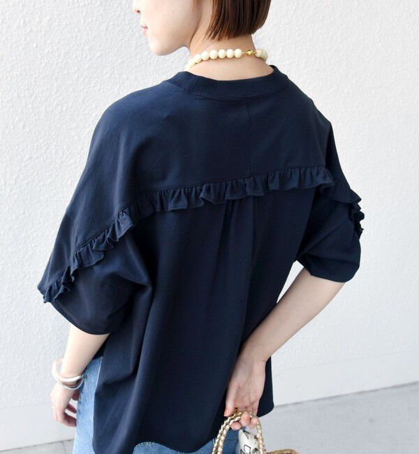 SHIPS for women「〈洗濯機可能〉バック フリル 半袖 Tシャツ」|Tシャツ・カットソー|