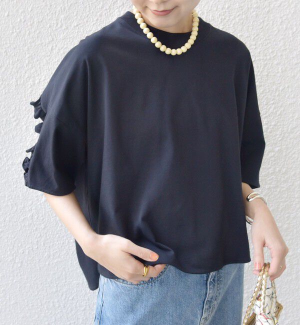 SHIPS for women「〈洗濯機可能〉バック フリル 半袖 Tシャツ」|Tシャツ・カットソー|