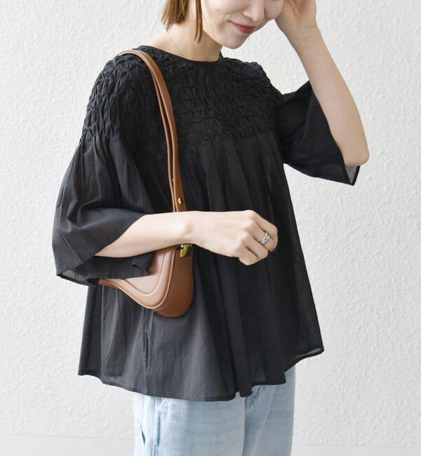 SHIPS any「SHIPS any:〈洗濯機可能〉ハンドスモッキング コットン フレア ブラウス」|シャツ・ブラウス|