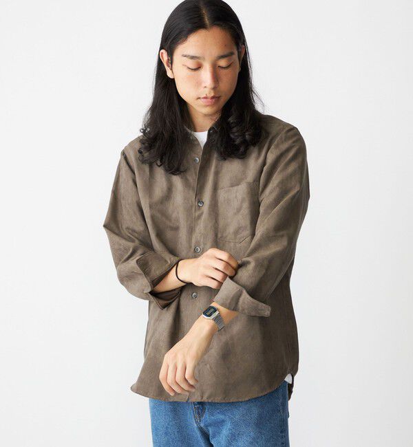 SHIPS「BENCH MARKING SHIRT: レギュラーカラー ポリエステル フェイクスエード シャツ」|シャツ・ブラウス|