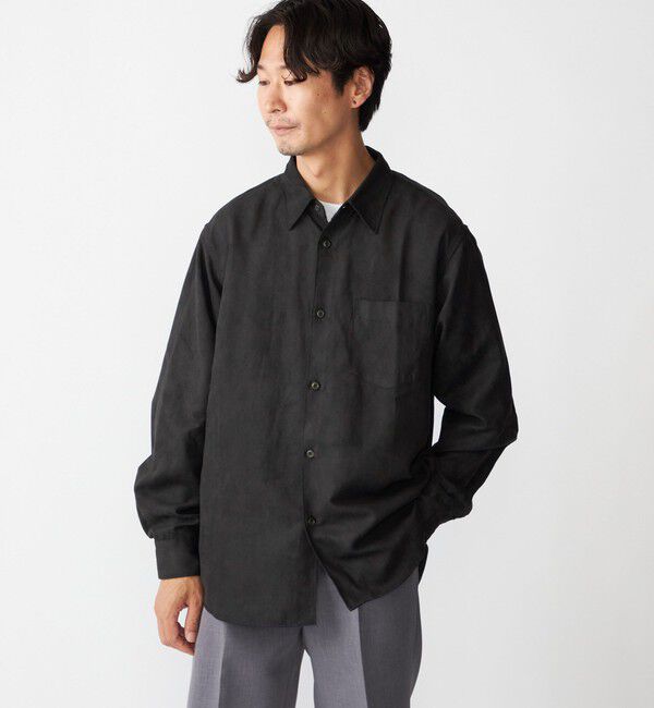 SHIPS「BENCH MARKING SHIRT: レギュラーカラー ポリエステル フェイクスエード シャツ」|シャツ・ブラウス|ダークグレー