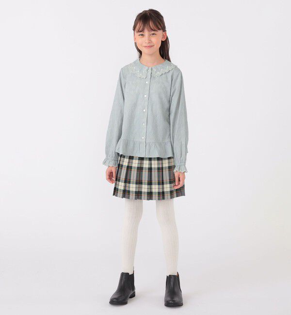 SHIPS KIDS「SHIPS KIDS:140～150cm / 刺繍 カラー ブラウス」|シャツ・ブラウス|