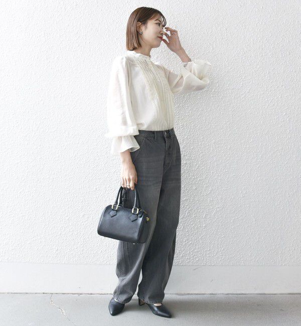 SHIPS any「《予約》SHIPS any:〈手洗い可能〉シアー フリル バンドカラー シャツ ブラウス」|シャツ・ブラウス|