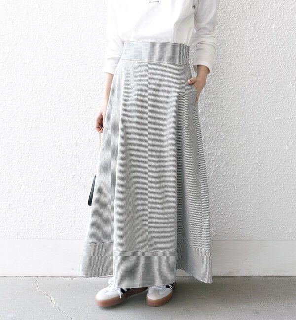 SHIPS any「SHIPS any:〈洗濯機可能〉コードレーン ストライプ クラシカル フレア スカート」|スカート|