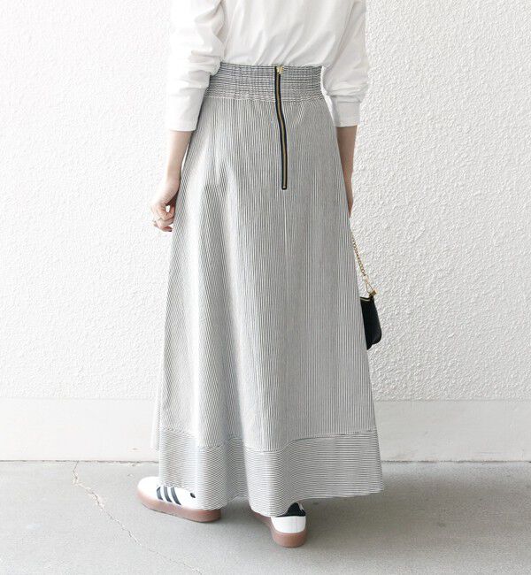 SHIPS any「SHIPS any:〈洗濯機可能〉コードレーン ストライプ クラシカル フレア スカート」|スカート|
