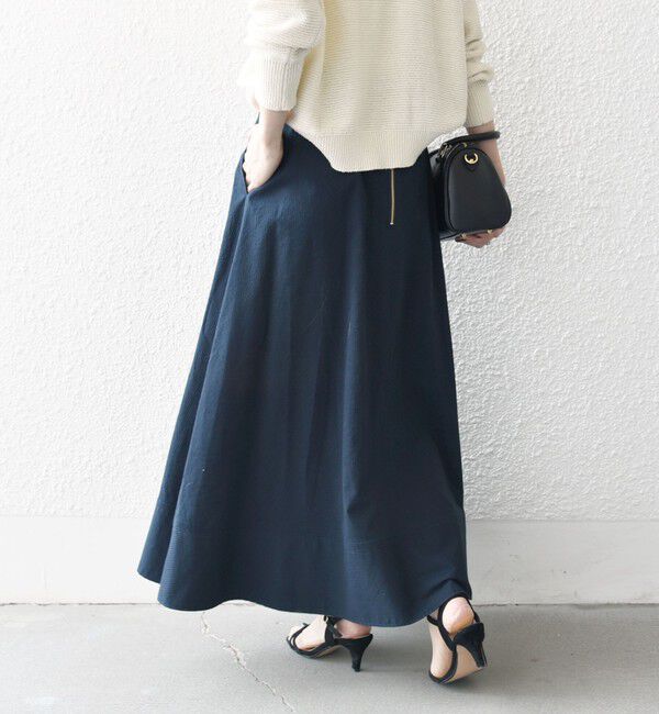 SHIPS any「SHIPS any:〈洗濯機可能〉コードレーン ストライプ クラシカル フレア スカート」|スカート|ネイビー