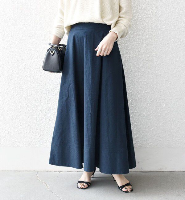 SHIPS any「SHIPS any:〈洗濯機可能〉コードレーン ストライプ クラシカル フレア スカート」|スカート|