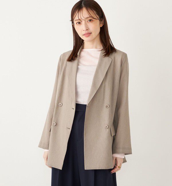 SHIPS Colors 「SHIPS Colors:〈手洗い可能〉シアー リネンライク ダブルジャケット◇」|テーラードジャケット|