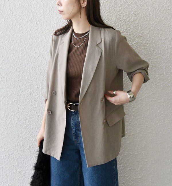 SHIPS Colors 「SHIPS Colors:〈手洗い可能〉シアー リネンライク ダブルジャケット◇」|テーラードジャケット|グレー系