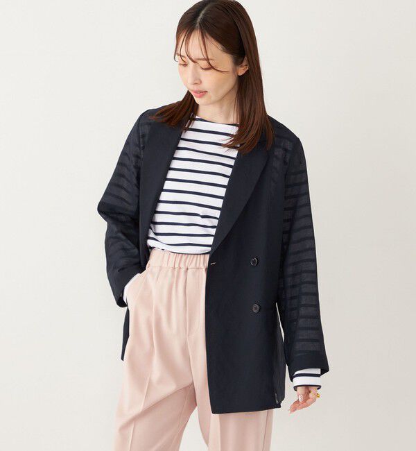 SHIPS Colors 「SHIPS Colors:〈手洗い可能〉シアー リネンライク ダブルジャケット◇」|テーラードジャケット|