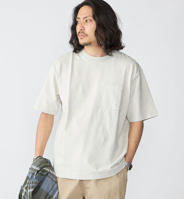 SHIPS「SHIPS: コットンUSA クルーネック ポケット Tシャツ」|Tシャツ・カットソー|ライトグレー