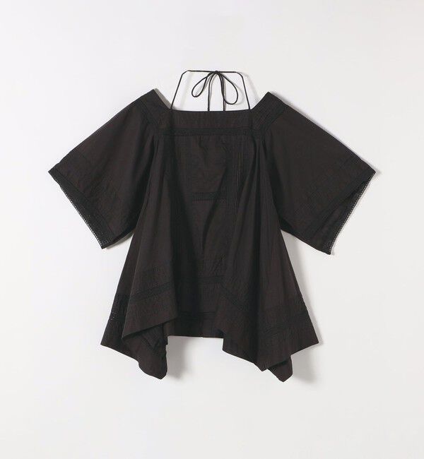 quaranciel「quaranciel:〈洗濯機可能〉コットン レース ライン スクエア ネック ブラウス」|シャツ・ブラウス|