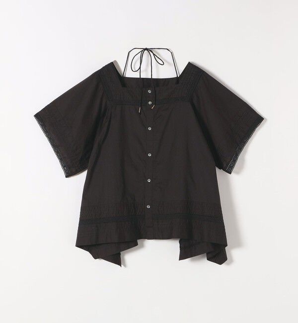 quaranciel「quaranciel:〈洗濯機可能〉コットン レース ライン スクエア ネック ブラウス」|シャツ・ブラウス|