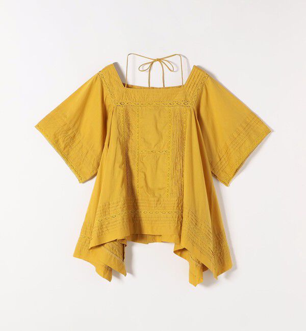 quaranciel「quaranciel:〈洗濯機可能〉コットン レース ライン スクエア ネック ブラウス」|シャツ・ブラウス|