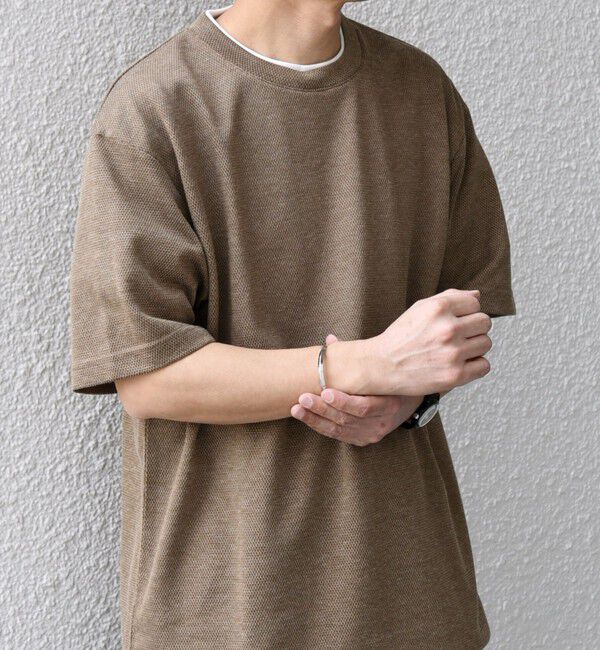 SHIPS any「【WEB限定】SHIPS any: リネンライク メランジ 鹿の子 フェイク レイヤード Tシャツ◇」|Tシャツ・カットソー|ベージュ