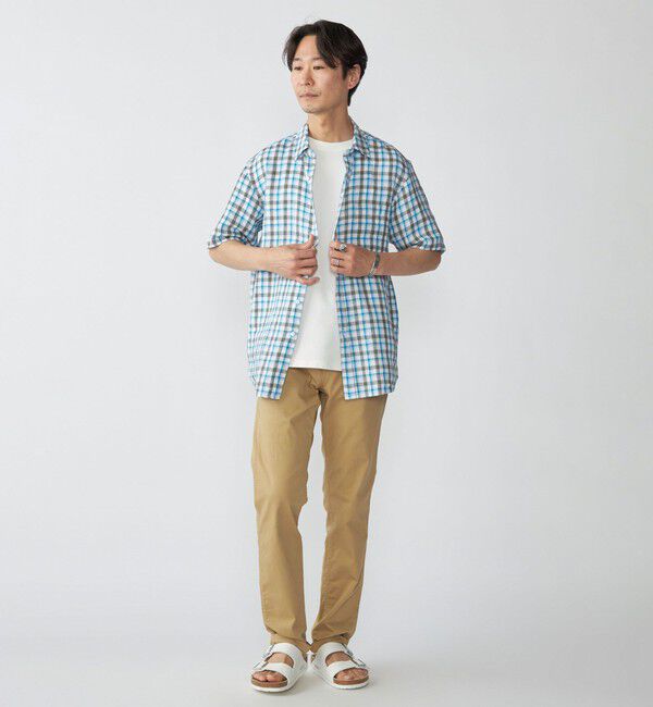 SHIPS「SHIPS: レイモンド レギュラーカラー リネン チェック ショートスリーブ シャツ」|シャツ・ブラウス|
