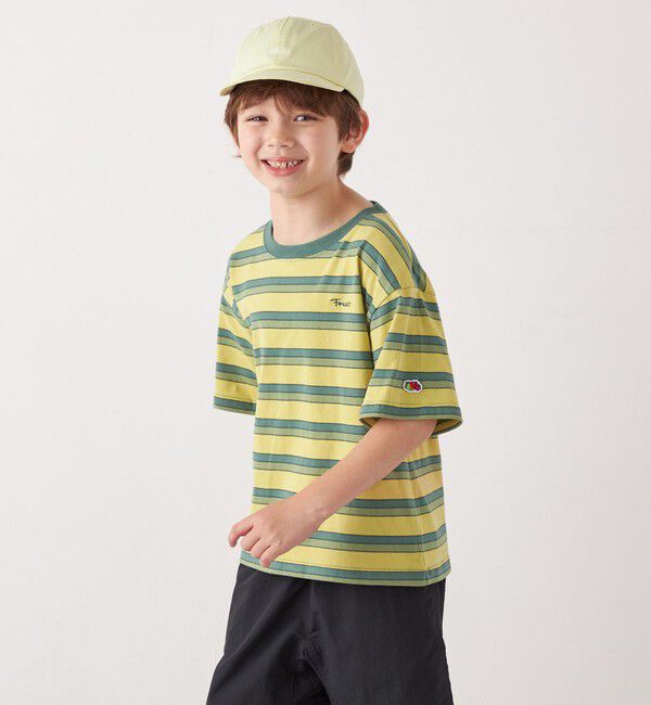 SHIPS any「FRUIT OF THE LOOM: 刺繍 ロゴ カラー ボーダー Tシャツ<KIDS>」|Tシャツ・カットソー|
