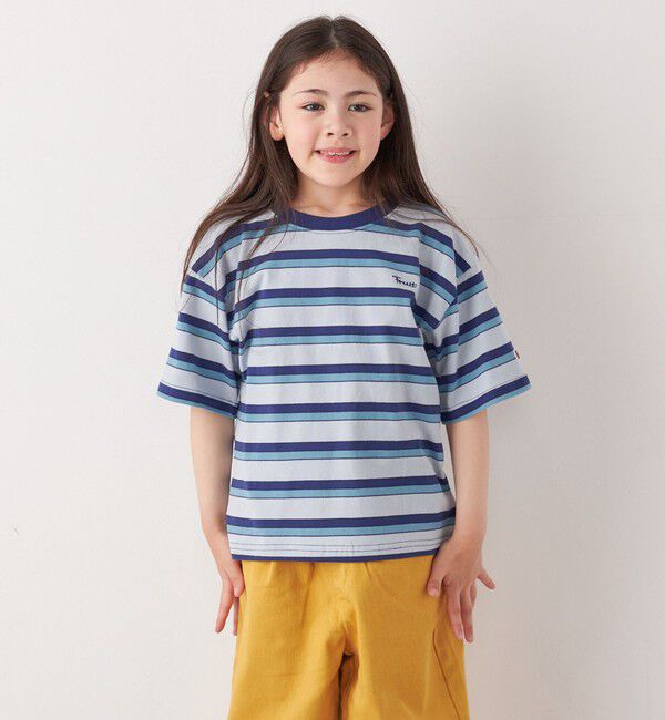 SHIPS any「FRUIT OF THE LOOM: 刺繍 ロゴ カラー ボーダー Tシャツ<KIDS>」|Tシャツ・カットソー|