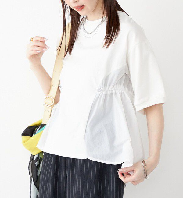 SHIPS Colors 「SHIPS Colors:〈洗濯機可能〉ミニ裏毛 ドッキング トップス◇」|Tシャツ・カットソー|オフホワイト