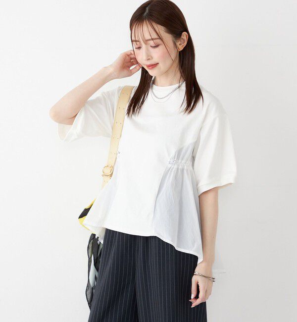 SHIPS Colors 「SHIPS Colors:〈洗濯機可能〉ミニ裏毛 ドッキング トップス◇」|Tシャツ・カットソー|