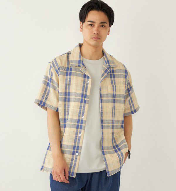 SHIPS Colors 「SHIPS Colors: 〈洗濯機可能〉 カラミ チェック オープンカラー シャツ」|シャツ・ブラウス|