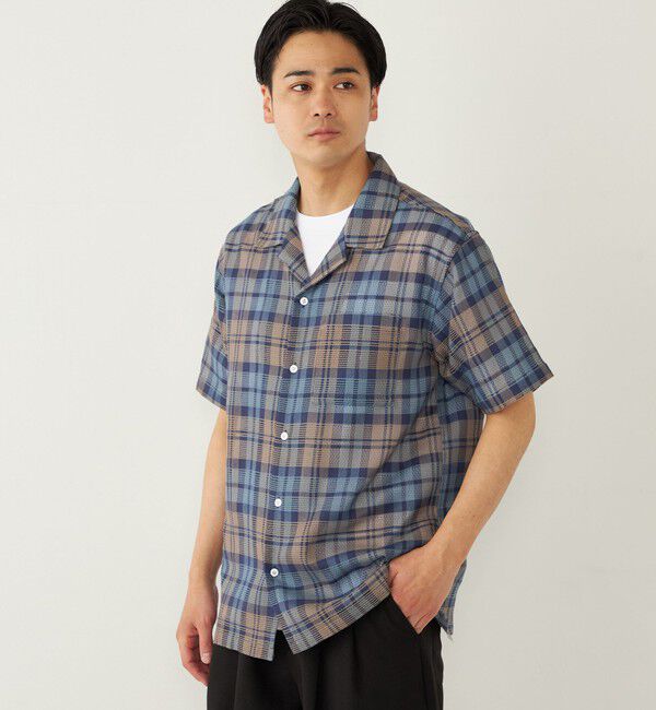 SHIPS Colors 「SHIPS Colors: 〈洗濯機可能〉 カラミ チェック オープンカラー シャツ」|シャツ・ブラウス|