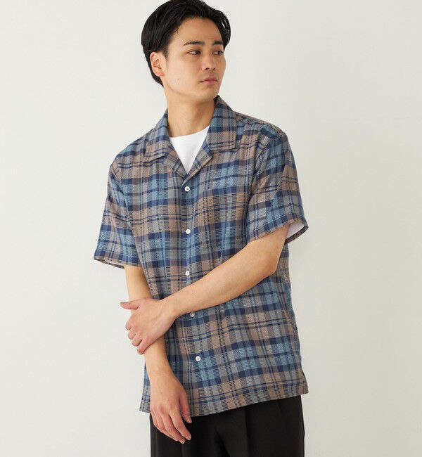 SHIPS Colors 「SHIPS Colors: 〈洗濯機可能〉 カラミ チェック オープンカラー シャツ」|シャツ・ブラウス|