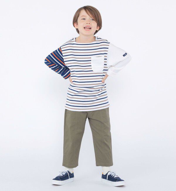 SHIPS KIDS「SHIPS KIDS:100～130cm/クレイジー ボーダー ロングスリーブ Tシャツ」|Tシャツ・カットソー|