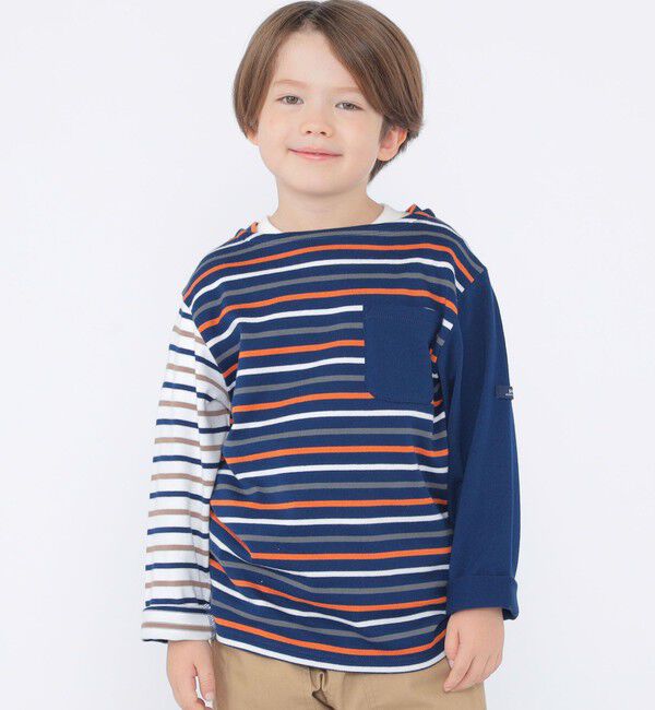 SHIPS KIDS「SHIPS KIDS:100～130cm/クレイジー ボーダー ロングスリーブ Tシャツ」|Tシャツ・カットソー|