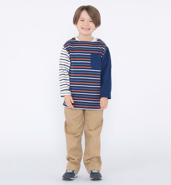 SHIPS KIDS「SHIPS KIDS:100～130cm/クレイジー ボーダー ロングスリーブ Tシャツ」|Tシャツ・カットソー|