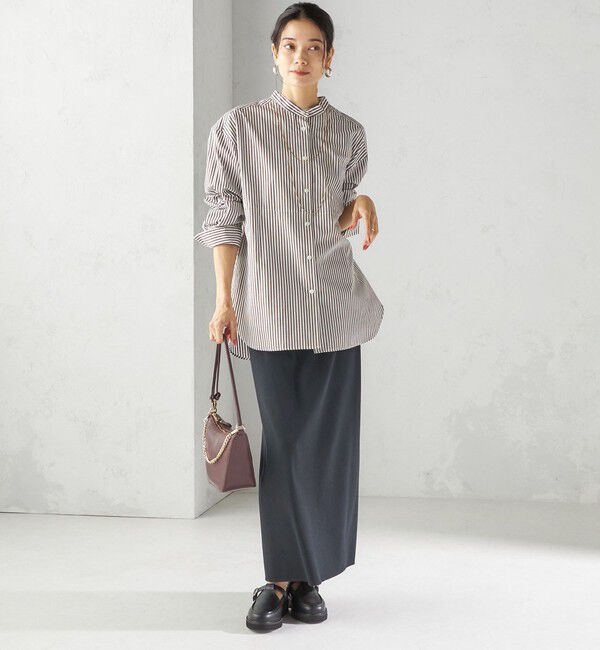 SHIPS for women「〈手洗い可能〉ストライプ フロント ヨーク スタンドカラー シャツ」|シャツ・ブラウス|